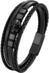 BeSpecial Bratara neagra din piele naturala cu craniu inox negru (BIGP0159_21)