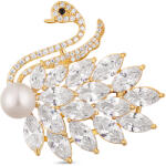 JwL Luxury Pearls Bájos aranyozott bross 2 az 1-ben hattyú alakú JL0732 - vivantis
