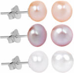 JwL Luxury Pearls 3 pár gyöngy fülbevaló kedvezményes készlet - fehér, lazac, lila JL0426