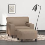 vidaXL Fotoliu canapea cu taburet, cappuccino, 60 cm, piele ecologică (3153550) Canapea