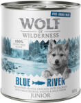 Wolf of Wilderness 6x800g Wolf of Wilderness Free-Range Meat Junior Blue River szabad tartású csirke & lazac nedves kutyatáp