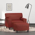 vidaXL Fotoliu canapea cu taburet, roșu vin, 60 cm, piele ecologică (3153549) Canapea