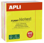 APLI Öntapadó jegyzettömb, 75x75 mm, 400 lap, APLI "Funny", neon (LNP10974) - onlinepapirbolt