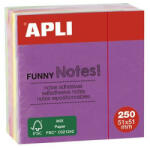 APLI Öntapadó jegyzettömb, 51x51 mm, 250 lap, APLI "Funny", neon (LNP11596) - onlinepapirbolt