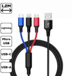 Cellect 3-in-1 töltőkábel, micro USB+Type-c+lightning - fortunagsm