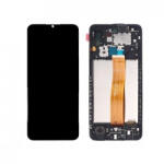 Samsung A022 Galaxy A02 LCD Kijelző+Érintőüveg+Előlap Keret, Fekete, Black (GH82-25249A, GH82-25250A) Service Pack