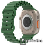  Okosóra szíj - szilikon, csőszerkezetes struktúra, rugalmas, csatos - ZÖLD - 87mm+140mm hosszú - Apple Watch Series 1/2/3 42mm / 4/5/6/SE 44mm / 7/8 45mm / 10 46mm / Ultra / Ultra 2 49mm