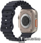  Okosóra szíj - szilikon, csőszerkezetes struktúra, rugalmas, csatos - SÖTÉTSZÜRKE - 87mm+140mm hosszú - Apple Watch Series 1/2/3 42mm / 4/5/6/SE 44mm / 7/8 45mm / 10 46mm / Ultra / Ultra 2 49mm