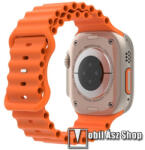  Okosóra szíj - szilikon, csőszerkezetes struktúra, rugalmas, csatos - NARANCSSÁRGA - 87mm+140mm hosszú - APPLE Watch Series 1/2/3 38mm / 4/5/6/SE 40mm / 7/8/9 41mm