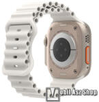  Okosóra szíj - szilikon, csőszerkezetes struktúra, rugalmas, csatos - FEHÉR - 87mm+140mm hosszú - APPLE Watch Series 1/2/3 38mm / 4/5/6/SE 40mm / 7/8/9 41mm