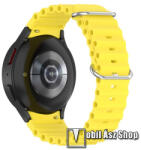  Okosóra szíj - szilikon, csőszerkezetes struktúra, rugalmas, csatos - CITROMSÁRGA - 91mm+137mm hosszú, 22mm széles - SAMSUNG Galaxy Watch4 Classic 46mm / 42mm / Watch4 44mm / 40mm / Watch5 44mm / 40mm