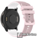  Okosóra szíj - szilikon, pontozott textúra mintás - RÓZSASZÍN / FEHÉR - 120mm+92mm hosszú, 22mm széles - SAMSUNG Galaxy Watch 46mm / Watch GT2 46mm / Watch GT 2e / Galaxy Watch3 45mm / Watch GT3 46mm