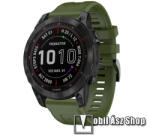  Okosóra szíj - szilikon - SÖTÉTZÖLD - 94mm + 127mm hosszú, 22mm széles QUICKFIT - Garmin Fenix 7 / 5 / 5 Plus / 5 Plus Sapphire / 6 / 6 Pro / 6 Sapphire / Instinct / Forerunner 935 / 745 / 945 / Quati
