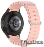  Okosóra szíj - szilikon, csőszerkezetes struktúra, rugalmas, csatos - RÓZSASZÍN - 91mm+137mm hosszú, 22mm széles - SAMSUNG Galaxy Watch4 Classic 46mm / 42mm / Watch4 44mm / 40mm / Watch5 44mm / 40mm /