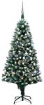 vidaXL Műkarácsonyfa LED fényekkel gömb szettel és tobozokkal 150 cm (3077702)