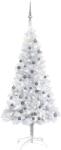vidaXL Ezüst színű műkarácsonyfa LED fényekkel és gömb szettel 150 cm (3077695)