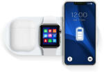  KT-IW 3in1 LED-es Qi Wireless Charger, AirPods, Apple Watch és mobiltelefon vezeték nélküli töltő, 15W, fehér