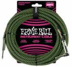 Ernie Ball 6066 fekete/zöld 7, 65m szövet gitárkábel