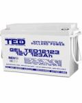 TED Electric Acumulator AGM VRLA 12V 123A GEL Deep Cycle, F11 M8, TED003508 (TED003508)