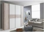 Kring York Ruhásszekrény, Csúsztatható ajtók, 200 x 190 x 62 cm, Sonoma tölgy/Fehér