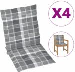 vidaXL Perne cu spătar, gri carouri, 4 buc. , 100x50x3cm, textil Oxford (314156)
