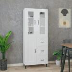 vidaXL Dulap înalt, alb extralucios, 69, 5x34x180 cm, lemn compozit (3114936) Comoda