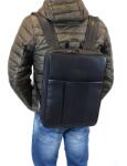 Giorgio Carelli fekete szögletes A/4-es, laptoptartós bőr hátizsák GC338920-002 - minosegitaska