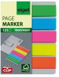 Sigel Jelölőcímke, műanyag, 5x25 lap, 12x50 mm, klippel, SIGEL "Clip", vegyes szín (SIHN610) - officesprint