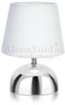  Luciano asztali lámpa fényes acéltalppal és fehér ernyővel - alvasstudio