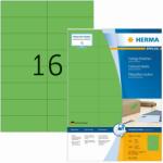 HERMA No. 4259 zöld színű 105 x 37 mm méretű, univerzálisan nyomtatható, matt felületű öntapadós etikett címke, permanens ragasztóval A4-es íven - kiszerelés: 1600 címke / 100 ív