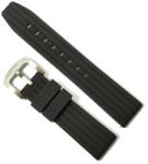  Curea Ceas din Piele Neagră cu Cusătură Contrastantă Crem (WZ5109)