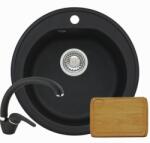 Alveus Set chiuveta granit Alveus Niagara 10 G91, baterie GM 230 G91 + tocator, Ø510, 1113991+1123741+1016018, Negru (1113991+1123741)