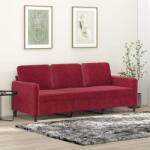 vidaXL Canapea cu 3 locuri, roșu vin, 180 cm, material catifea (349057) Canapea