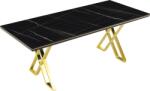 BYS Luna Elit étkezőasztal lakk fekete MDF lappal és arany fém lábakkal 92x180 cm