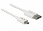 Delock Cablu HDMI la micro HDMI-D T-T 3D 4K 1m Slim Premium Alb, Delock (Delock 85149)
