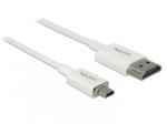Delock Cablu HDMI la micro HDMI-D T-T 3D 4K 0.5m Slim Premium Alb, Delock (Delock-85148)