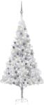 vidaXL Ezüst színű műkarácsonyfa LED fényekkel és gömb szettel 180 cm (3077696)