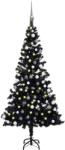 vidaXL Fekete műkarácsonyfa LED fényekkel és gömb szettel 180 cm (3077676)