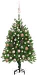 vidaXL Műkarácsonyfa LED fényekkel és gömb szettel 120 cm (3077639)