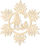  Fa karácsonyfadísz - Hópehely őzikével 5db (kdisz-00025)