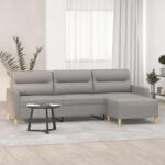 vidaXL Canapea cu 3 locuri și taburet, gri deschis, 210 cm, textil (3153429) Canapea