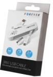 Forever Apple iPhone 3/4/Lightning/micro USB, USB kábel, (3in1), fehér (5900495378545)