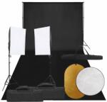 vidaXL Kit studio foto cu set de lumini, fundal și reflector (3094762)