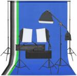 vidaXL Kit studio foto cu set de lumină și fundal (3094698)