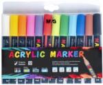 M&G Marker cu vopsea acrilica, varf rotund, 2mm, 12 culori/set, M&G APL976E1