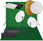 vidaXL Kit studio foto cu set de lămpi, fundal și reflector (3094636)