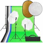 vidaXL Set studio foto cu lumină, fundal și reflector (3094732)