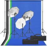 vidaXL Kit studio foto cu set de lumină și fundal (3094730)