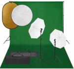 vidaXL Set studio foto cu set de lumini, fundal și reflector (3094660)
