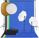 vidaXL Set studio foto cu set de lumini, fundal și reflector (3094666)